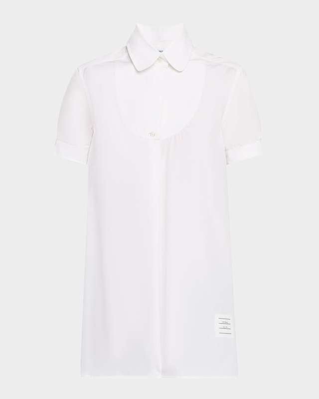 Bib-Front Tunic Shirt in Solid Poplin